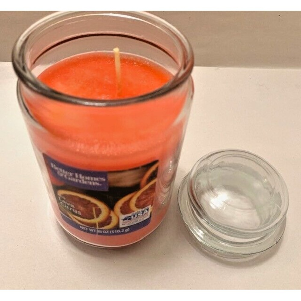 Better Homes Garden Red Lava Citrus Candle Glass Jar VTG Large 18oz VTG Retired